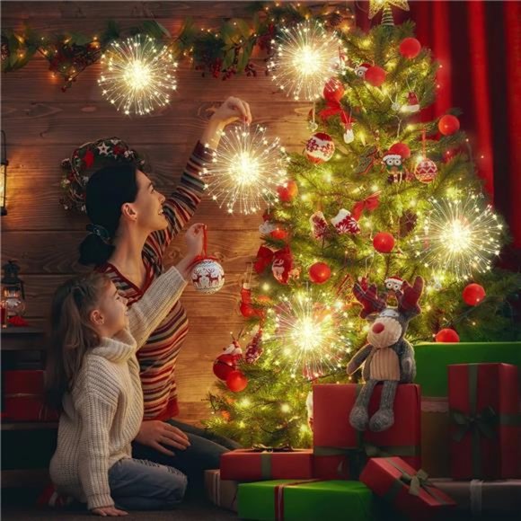 4PCS 120LED Starburst Lights Battery Operated Hanging Fairy Star Sphere Lights - Picture 3 of 6